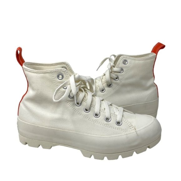Converse Ctas Lugged Canvas Shoes High Women Size White Red Custom 572582C-WWRD - Picture 8 of 11